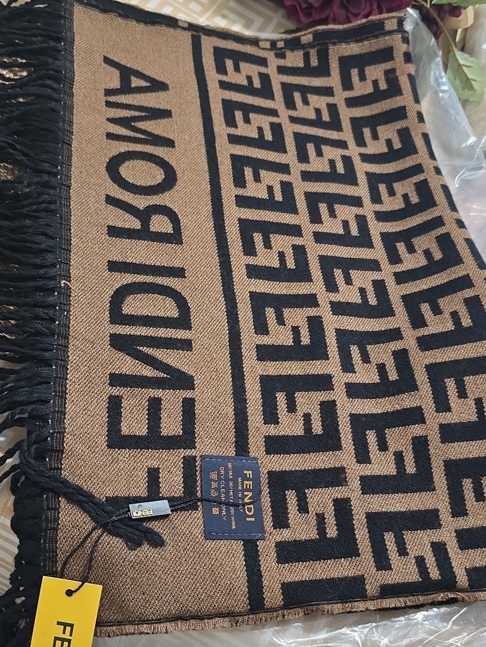 Black & Brown FF Logo Men's Scarf with Branding